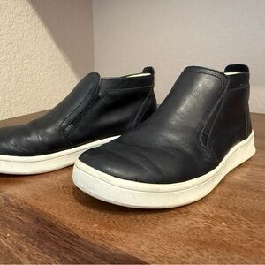 Black Leather Men's Slip-On Shoes